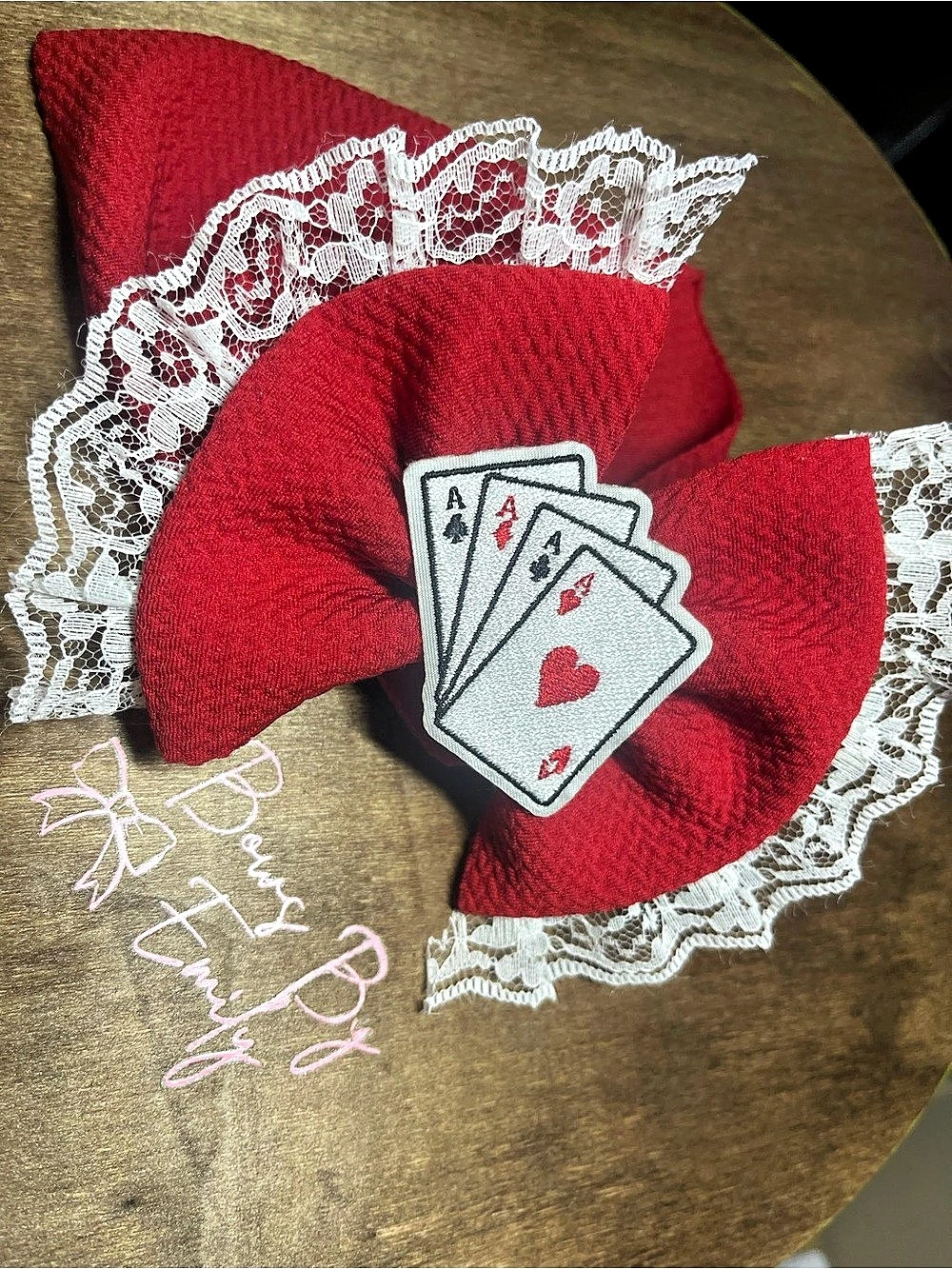 Red Lace Card Hair Bow